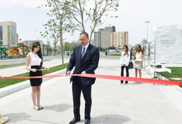 Prezident İlham Əliyev və xanımı Bakı Ağ Şəhər bulvarının açılışında iştirak ediblər (FOTO)