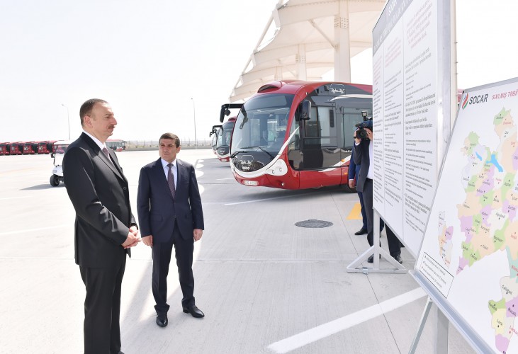 Prezident İlham Əliyev ilk Avropa Oyunları üçün avtobus deposu və təlim mərkəzinin açılışında iştirak edib (FOTO)