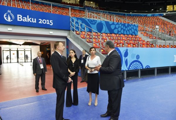 Prezident İlham Əliyev və xanımı Avropa Oyunlarında idman yarışlarının keçiriləcəyi "Baku Crystall Hall"da yaradılan şəraitlə tanış olublar (FOTO)