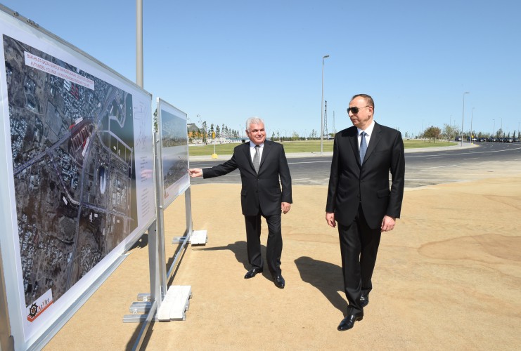 Prezident İlham Əliyev və xanımı Bayıl bulvarında inşa olunmuş piyada keçidinin açılışında iştirak ediblər (FOTO)