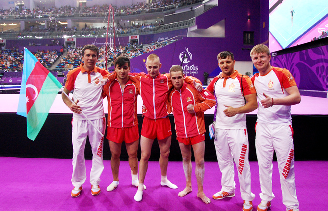 Azərbaycanın kişilərdən ibarət gimnastika yığması bürünc medal qazandı (FOTO)