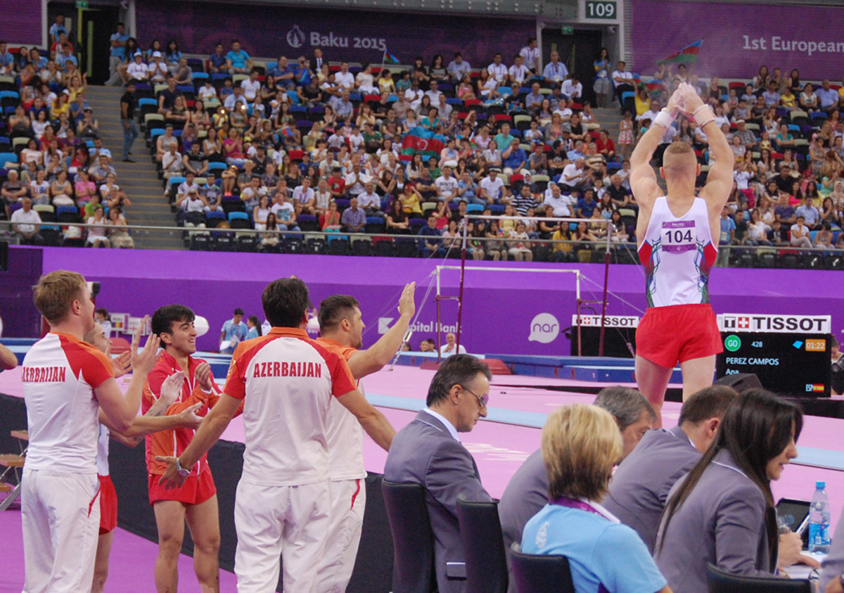 Azərbaycanın kişilərdən ibarət gimnastika yığması bürünc medal qazandı (FOTO)