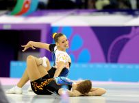 Avropa Oyunlarında aerobika gimnastikası üzrə qarışıq cütlüklərin təsnifat yarışları keçirilir (FOTO)