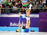 Avropa Oyunlarında aerobika gimnastikası üzrə qarışıq cütlüklərin təsnifat yarışları keçirilir (FOTO)