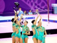 I Avropa Oyunları çərçivəsində azərbaycanlı gimnastlar lentlə hərəkət üzrə qrup yarışlarında çıxış edib (FOTO)