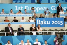 Prezident İlham Əliyev və xanımı taekvondo yarışlarında Ayxan Tağızadənin final uğrunda mübarizəsini izləyiblər (FOTO)