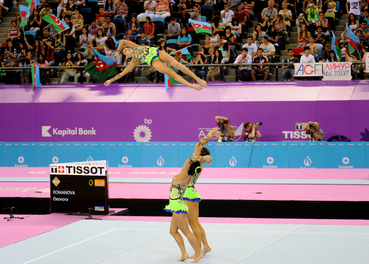 Akrobatika gimnastikası üzrə qadınlar arasında çoxnövçülük yarışlarının final mərhələsi başlayıb (FOTO)