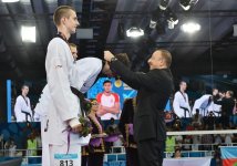 Prezident İlham Əliyev Avropa Oyunlarında qalib gələn taekvandoçuların mükafatlandırma mərasimində iştirak edib (FOTO, VİDEO)