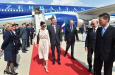 Prezident İlham Əliyev və xanımı İtaliyaya işgüzar səfərə gəliblər (FOTO)