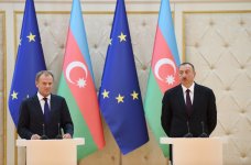 İlham Əliyev və Avropa İttifaqı Şurasının prezidenti bəyanatlarla çıxış etdilər (FOTO)