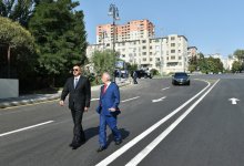 Prezident İlham Əliyev Bakının Pişəvəri, Cavadxan, Hüseyn Seyidzadə küçələrində aparılan abadlıq və yenidənqurma işlərindən sonrakı vəziyyətlə tanış olub (FOTO)
