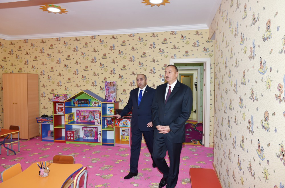Kürdəmirdə Heydər Əliyev Fondunun təşəbbüsü ilə inşa olunan körpələr evi-uşaq bağçası açılıb (FOTO)