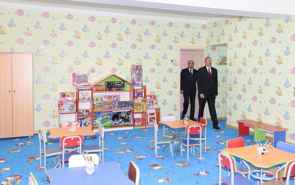 Kürdəmirdə Heydər Əliyev Fondunun təşəbbüsü ilə inşa olunan körpələr evi-uşaq bağçası açılıb (FOTO)