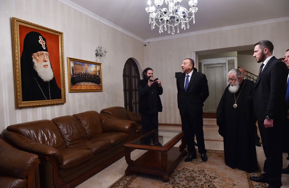 Prezident İlham Əliyev Gürcüstan Pravoslav Kilsəsinin Patriarxı II İliya ilə görüşüb (FOTO)
