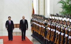 Prezident İlham Əliyevin Pekində rəsmi qarşılanma mərasimi olub  (FOTO)