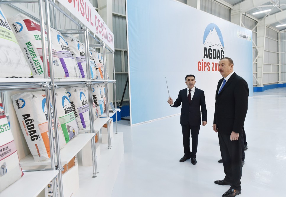 Prezident İlham Əliyev Yeni Ağdağ gips zavodunun açılışında iştirak edib (FOTO)