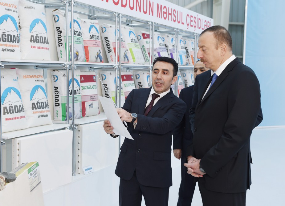 Prezident İlham Əliyev Yeni Ağdağ gips zavodunun açılışında iştirak edib (FOTO)