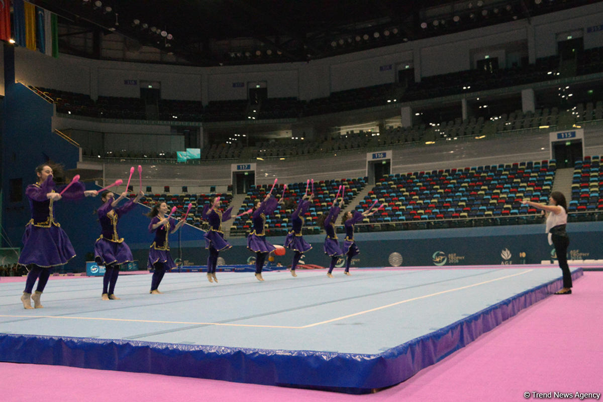 Bakıda idman gimnastikası üzrə Dünya Kubokunun açılış mərasiminin yekun məşqi keçirilib (FOTO)