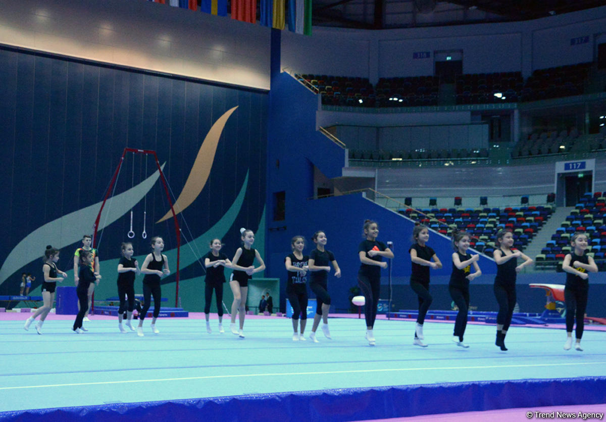 Bakıda idman gimnastikası üzrə Dünya Kubokunun açılış mərasiminin yekun məşqi keçirilib (FOTO)