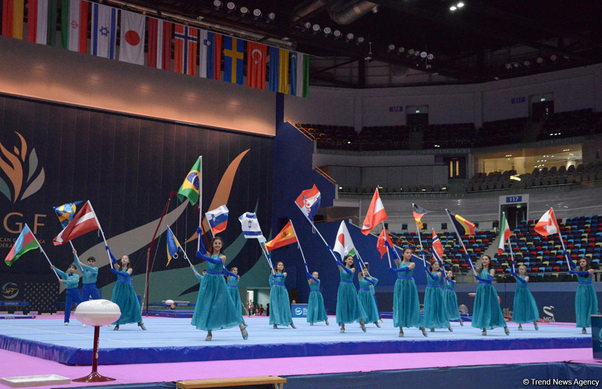 Bakıda idman gimnastikası üzrə Dünya Kubokunun açılış mərasiminin yekun məşqi keçirilib (FOTO)
