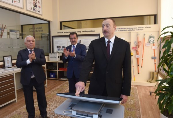 Prezident İlham Əliyev Gəncədə "Nizami" yarımstansiyasını işə salıb (FOTO)