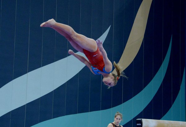 Bakıda Dünya Kubokunun iştirakçısı olan gimnastların podium məşqləri (FOTO)