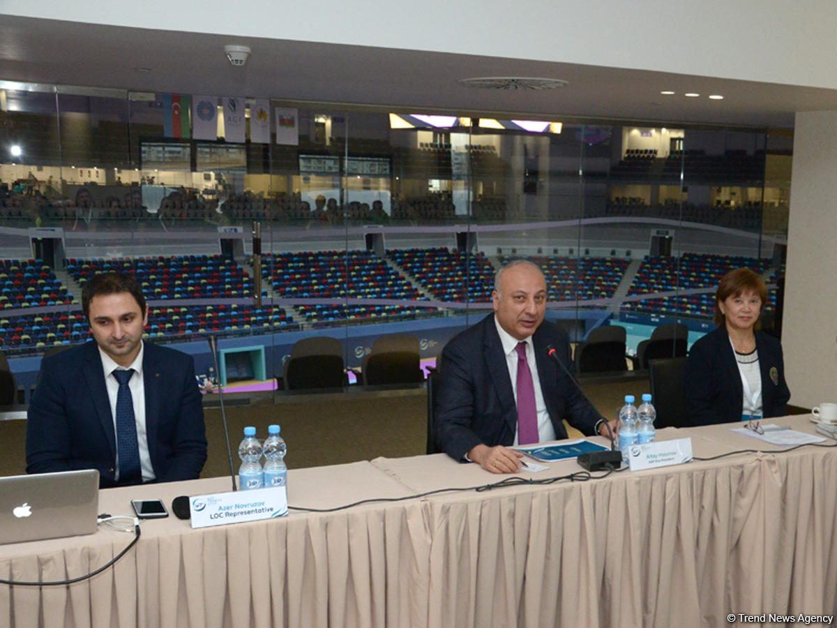 Bakıda idman gimnastikası üzrə Dünya Kubokuna gəlmiş nümayəndə heyəti rəhbərləri və üzvlərinin görüşü keçirilib (FOTO)