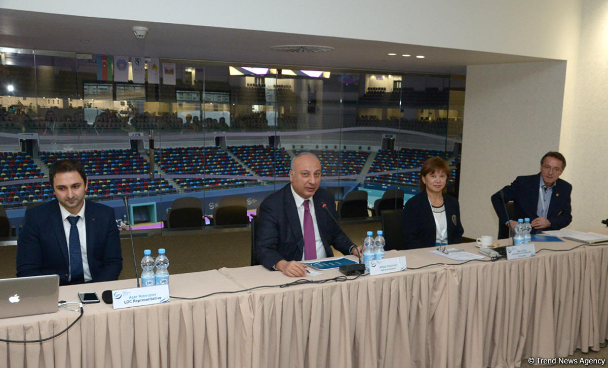 Bakıda idman gimnastikası üzrə Dünya Kubokuna gəlmiş nümayəndə heyəti rəhbərləri və üzvlərinin görüşü keçirilib (FOTO)