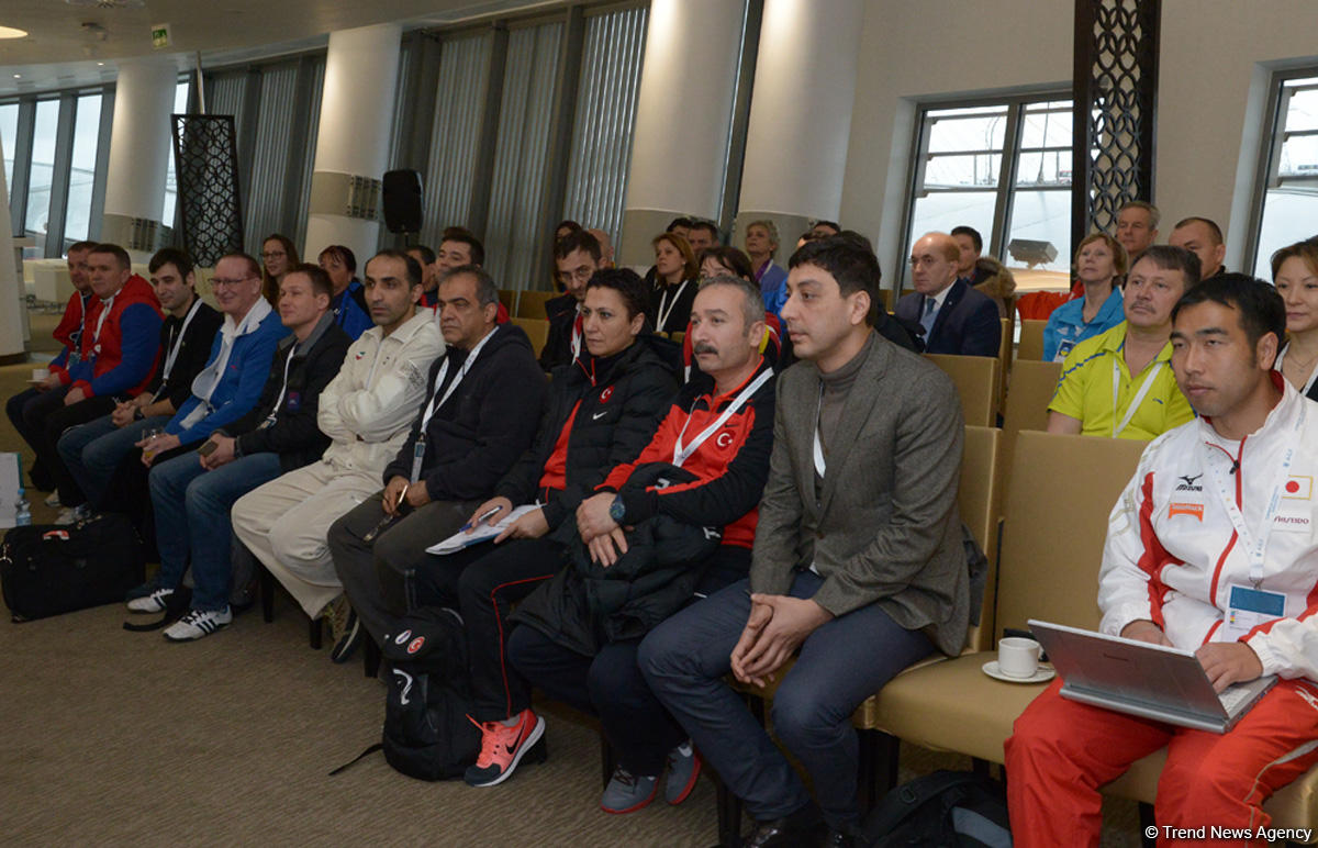 Bakıda idman gimnastikası üzrə Dünya Kubokuna gəlmiş nümayəndə heyəti rəhbərləri və üzvlərinin görüşü keçirilib (FOTO)