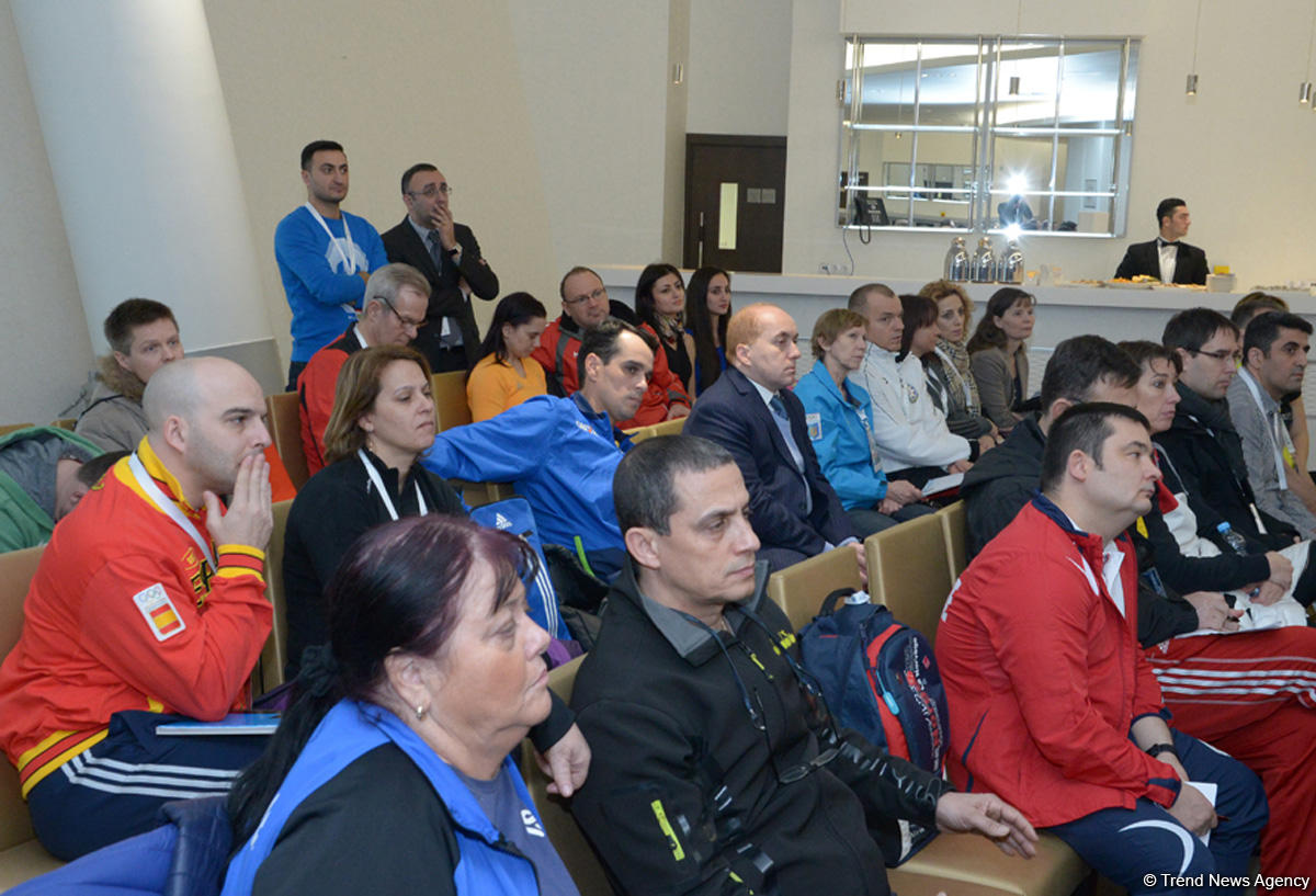 Bakıda idman gimnastikası üzrə Dünya Kubokuna gəlmiş nümayəndə heyəti rəhbərləri və üzvlərinin görüşü keçirilib (FOTO)