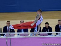 Azərbaycan gimnastı Bakıda Dünya Kubokunda qollarda hərəkətlərdə qızıl qazandı (FOTO)