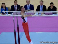 Azərbaycan gimnastı Bakıda Dünya Kubokunda qollarda hərəkətlərdə qızıl qazandı (FOTO)