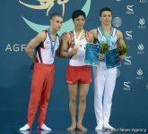 Bakıda idman gimnastikası üzrə Dünya Kuboku finalının ikinci hissəsinin qaliblərinin mükafatlandırma mərasimi olub (FOTO)