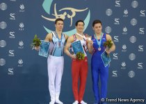 Bakıda idman gimnastikası üzrə Dünya Kuboku finalının ikinci hissəsinin qaliblərinin mükafatlandırma mərasimi olub (FOTO)