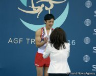 Bakıda idman gimnastikası üzrə Dünya Kuboku finalının ikinci hissəsinin qaliblərinin mükafatlandırma mərasimi olub (FOTO)