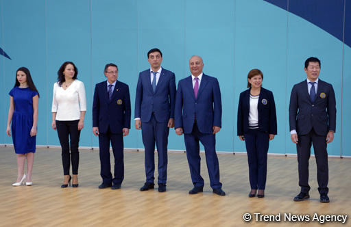 Bakıda idman gimnastikası üzrə Dünya Kuboku finalının ikinci hissəsinin qaliblərinin mükafatlandırma mərasimi olub (FOTO)