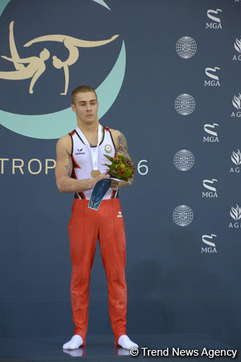 Bakıda idman gimnastikası üzrə Dünya Kuboku finalının ikinci hissəsinin qaliblərinin mükafatlandırma mərasimi olub (FOTO)