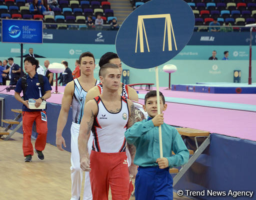 Bakıda idman gimnastikası üzrə Dünya Kuboku finalının ikinci hissəsinin qaliblərinin mükafatlandırma mərasimi olub (FOTO)