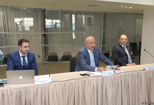 Bakıda batut gimnastikası üzrə Dünya Kubokuna gəlmiş nümayəndə heyəti rəhbərləri və üzvlərinin görüşü olub (FOTO)
