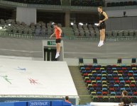 Bakıda batut gimnastikası üzrə Dünya Kubokunda iştirak edəcək idmançıların podium məşqləri (FOTO)