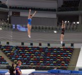 Bakıda batut gimnastikası üzrə Dünya Kubokunda iştirak edəcək idmançıların podium məşqləri (FOTO)