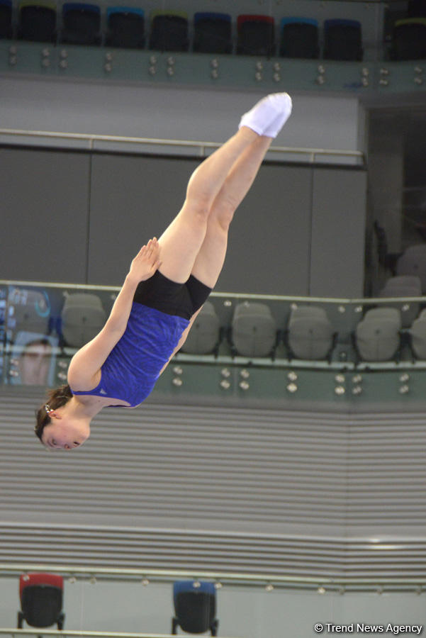 Bakıda batut gimnastikası üzrə Dünya Kubokunda iştirak edəcək idmançıların podium məşqləri (FOTO)