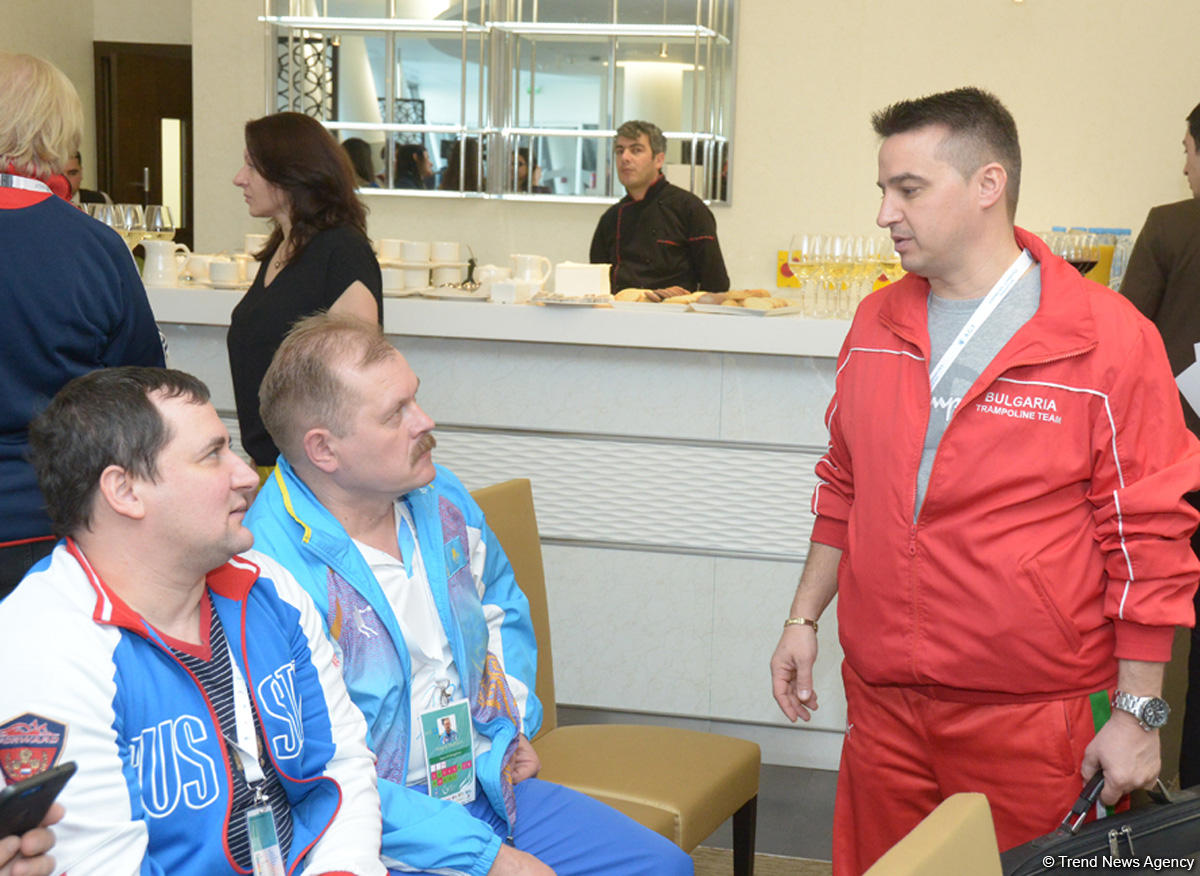 Bakıda batut gimnastikası üzrə Dünya Kubokuna gəlmiş nümayəndə heyəti rəhbərləri və üzvlərinin görüşü olub (FOTO)