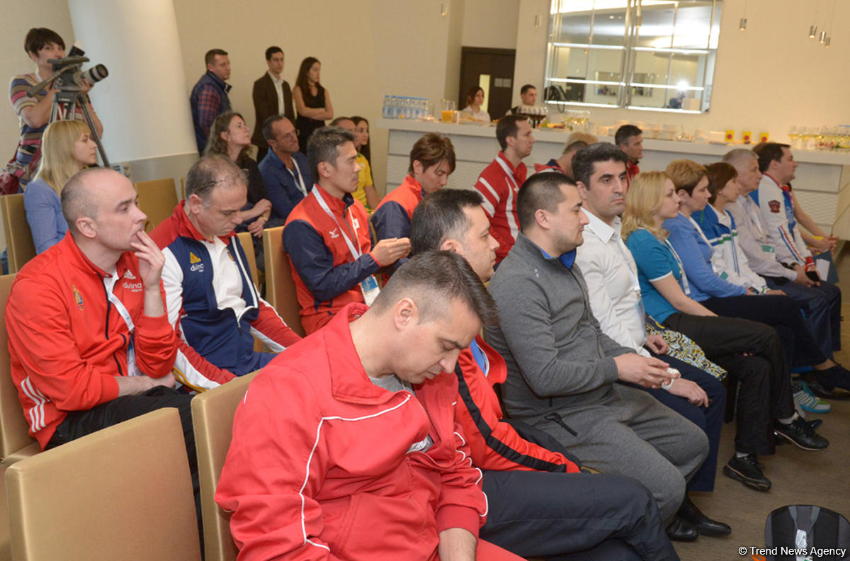 Bakıda batut gimnastikası üzrə Dünya Kubokuna gəlmiş nümayəndə heyəti rəhbərləri və üzvlərinin görüşü olub (FOTO)