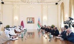 Azərbaycan Prezidentinin və Qətərin Əmirinin geniş tərkibdə görüşü olub (FOTO)