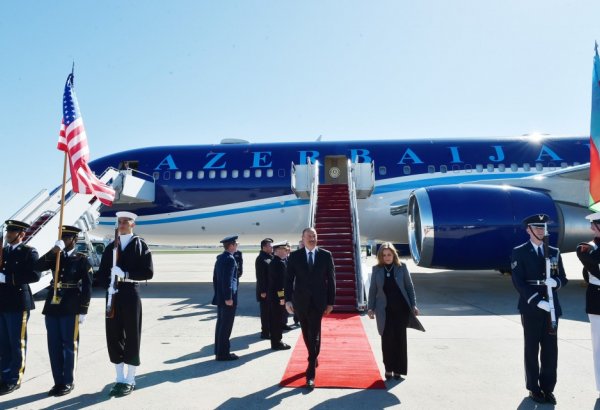 Prezident İlham Əliyev Amerika Birləşmiş Ştatlarına səfərə gəlib (FOTO)