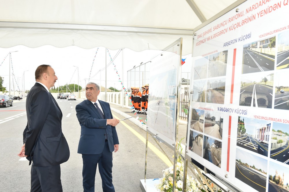 Prezident İlham Əliyev Maştağa-Bilgəh yolunun, Nardarandakı Abşeron və Nəsrulla Əsgərov küçələrinin açılışında iştirak edib (FOTO)