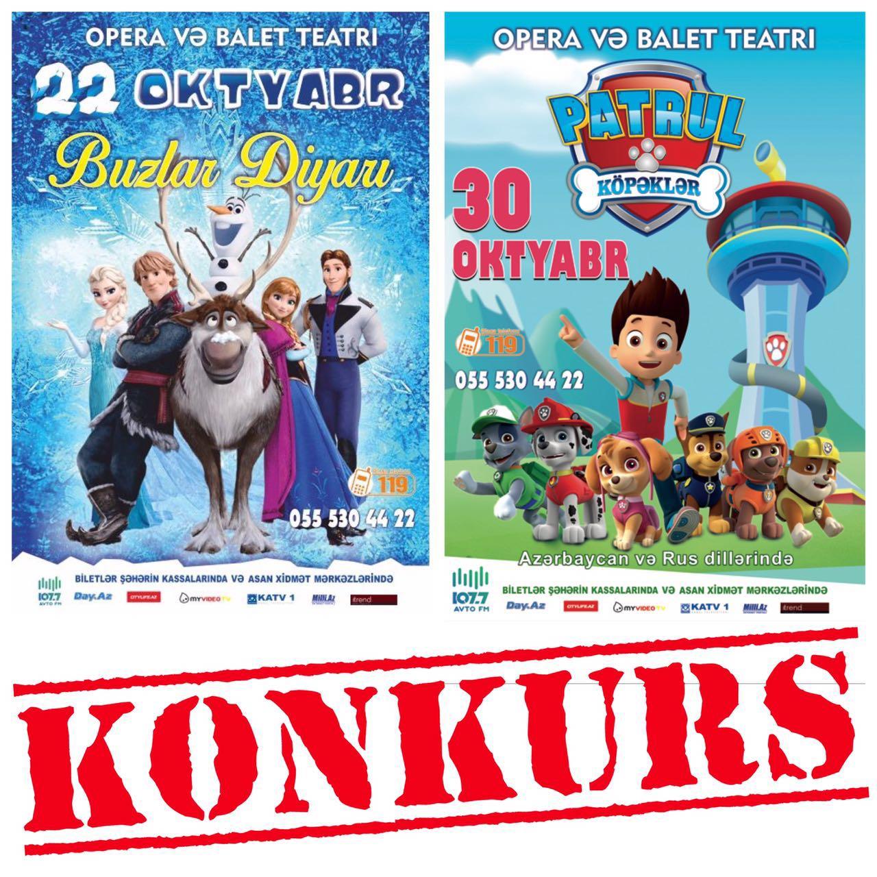 “Buzlar diyarı” və “Patrul köpəklər” tamaşalarının qəhrəmanları evinizə gələcək