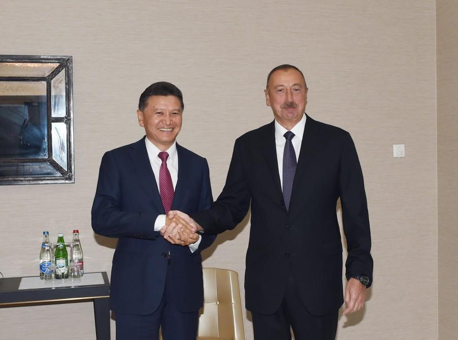 Azərbaycan Prezidenti və xanımı Beynəlxalq Şahmat Federasiyasının prezidenti ilə görüşüblər (FOTO)