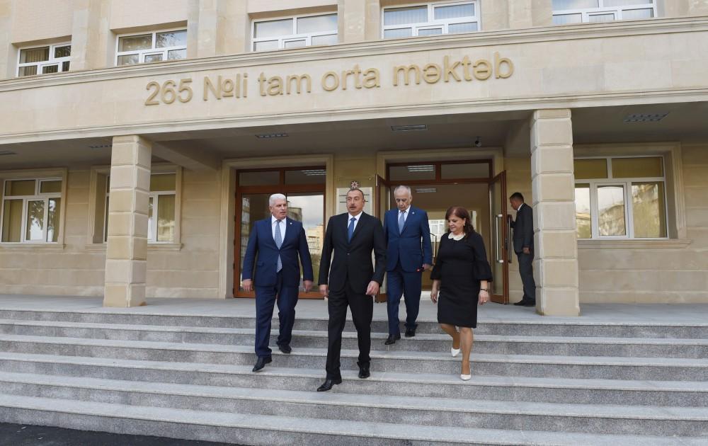 İlham Əliyev 265 nömrəli məktəbdə əsaslı təmirdən sonra görülən işlərlə tanış olub (FOTO)